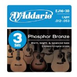 D'Addario EJ16-3D Phosphor Bronze Light Acoustic Guitar Strings