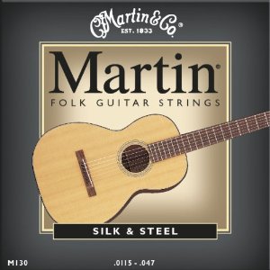Martin M130 Silk And Steel Folk Guitar Strings, Light